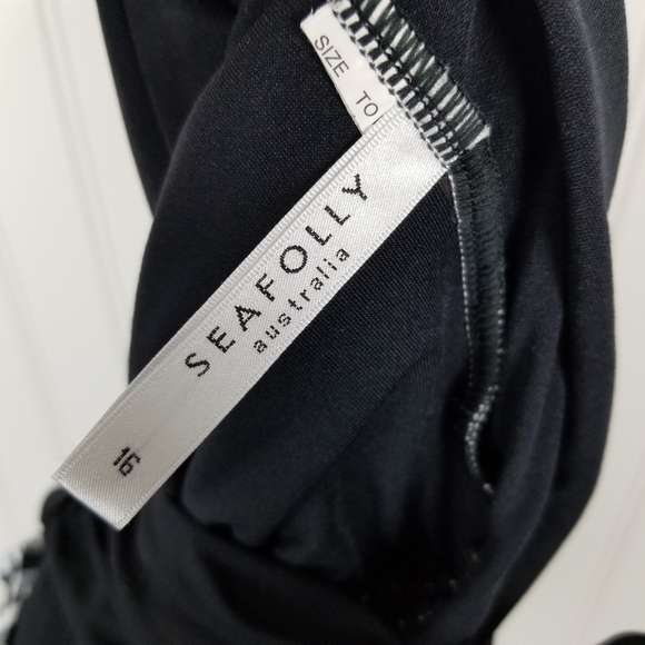 Seafolly Womens One Piece Swimsuit Size 16 Black White Checks Cutouts Underwire - Picture 2 of 7